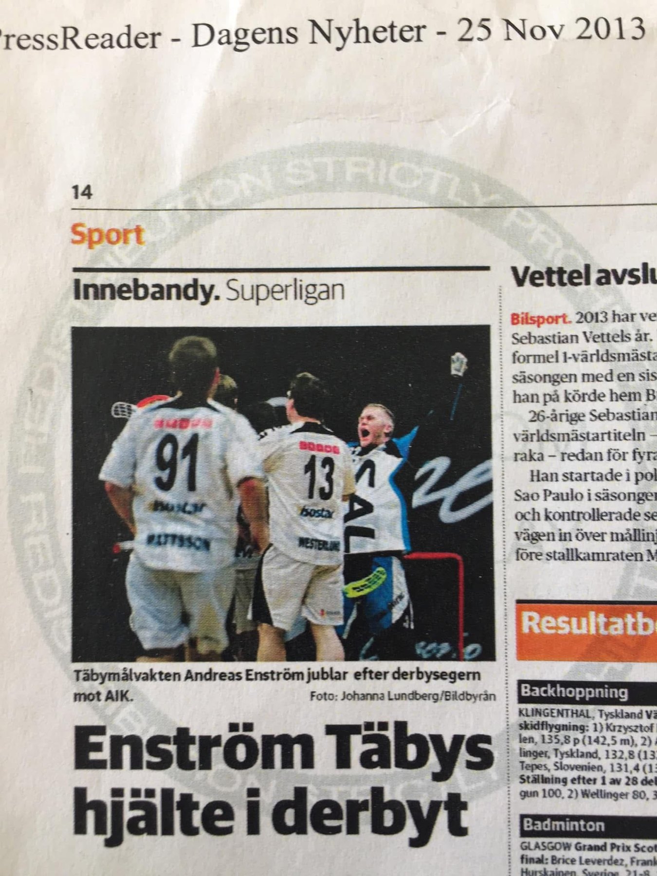 Tidningsartikel om Andreas Enström